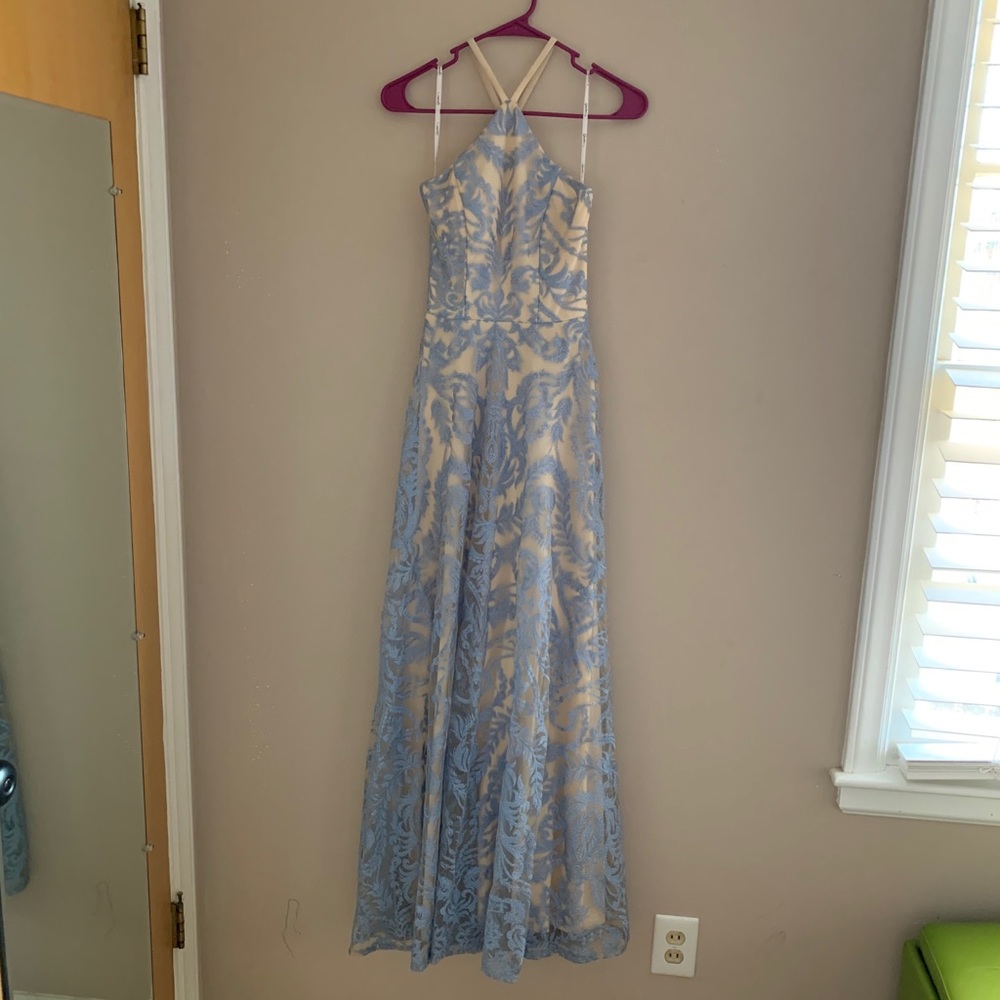 Blue Lace Prom Dress
